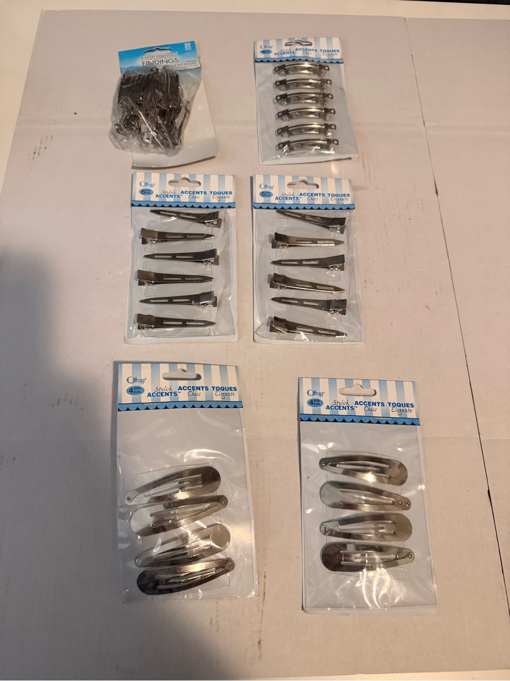 Assorted Metal Snap Hair Clips - Silver Tone Pack